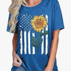 American Flag and Sunflower Shirt